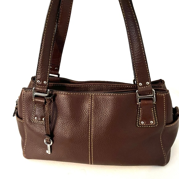 Fossil Handbags - 🎄. FOSSIL Satchel Double Strap Brown Leather Handbag